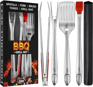BBQ Grilling Accessories, Heavy Duty Stainless Steel Grill Set with Tools & Mat - Picture 1 of 6