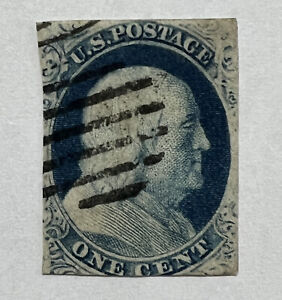 1850s-1860s U.S. 1C IMPERF BENJAMIN FRANKLIN STAMP BLUE SIDE PROFILE