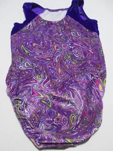 Prizm Youth Girls Size XS Sport Suit Purple Wide Strap Spotted Glitter Dancewear - Picture 1 of 7