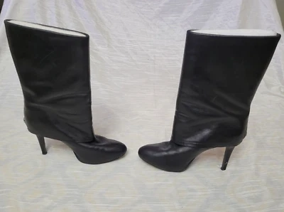 Botas TAHARI de cuero plegables con cremallera lateral tacones negros para mujer talla 7 Foto 1 de 4
