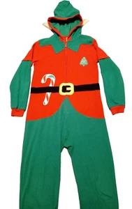 Kids Cat & Jack ELF Santa's No. 1 Helper fleece hooded sleepwear pajamas sz 14 - Picture 1 of 7