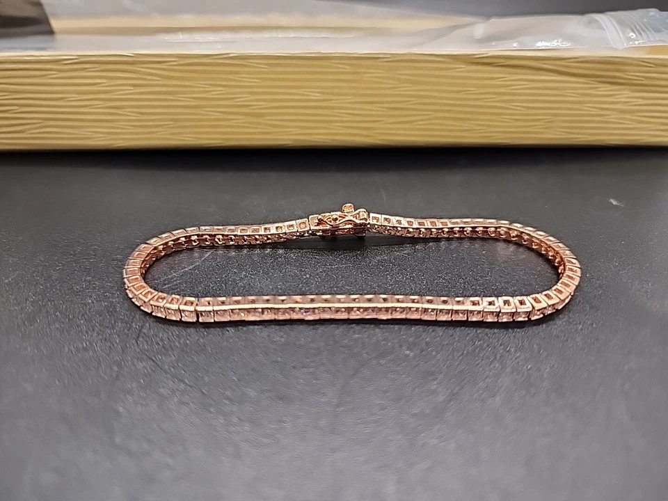 Теннисный браслет bella Luce белая квадратная огранка 6,50 карата фианиты розовое золото 18 карат более 925 - Изображение 1 из 4