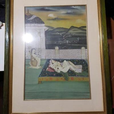 Cuadro ERÓTICO sobre lienzo India principios siglo XX 65 x 50 cm Foto 1 de 4