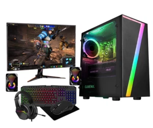 Fast Gaming PC Bundle Core i7 16GB RAM 1TB HDD & 240GB SSD GT730 4GB Win 11 22in - Picture 1 of 11
