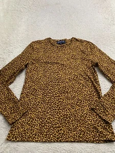 Jones New York Signature Women Leopard Print Long Sleeve T-Shirt Size L - Picture 1 of 9
