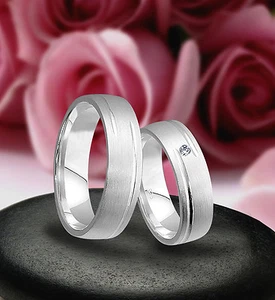 2 anillos anillos anillos anillos de boda con piedra, plata 925, grabado gratis, J66-1 - Imagen 1 de 1