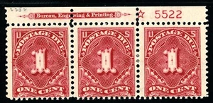 USAstamps Unused VF-XF US 1910 Postage Due Star Strip Scott J45 OG MH/MNH - Picture 1 of 2