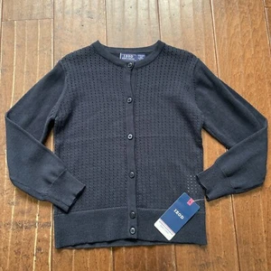 IZOD Girls Kids Navy Knit Cardigan NEW NWT Size XXS 4/5 Easy Care Schoolwear - Picture 1 of 9