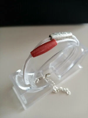 Schmuck Armband Kordel Band 2-reihig, metallic Spacer silber kupfer 18+4 cm - Bild 1 von 2