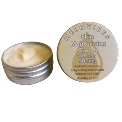 MELOVIBES Vanilla CBD Skin Cream High Strength - Very Dry Sore Skin Care Rash Pain Relief