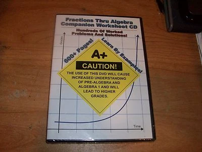 Fractions Thru Algebra Companion Worksheet (CD-ROM 2008) Learn by Examples NEW - Image 1 of 2