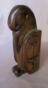 Scultura uccellino in legno intagliato Fred Baker 9 1/2" nativi americani arte squam - Foto 1 di 14