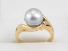 Diamond And Pearl Ring 18Ct Gold Ladies Stunning Size L 750 R3