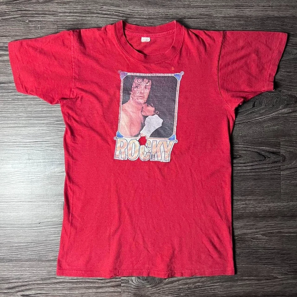 Винтажная оригинальная промо-рубашка 70-х Rocky из фильма одинарный шов сделано в США мужская S - Изображение 1 из 4