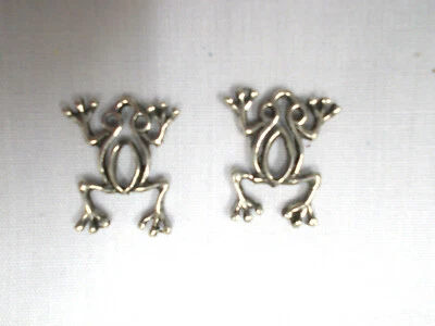 白镴树 FROG SILHOUETTE 悬垂 FROGS 耳环 金属最后一件 珠宝 — 第 1/2 张图片