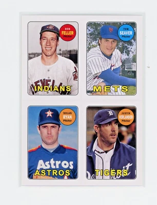 2013 Topps Archives 1969 4-in-1 Sticker #69S-FSRV Nolan Ryan Tom Seaver Feller - Image 1 of 2