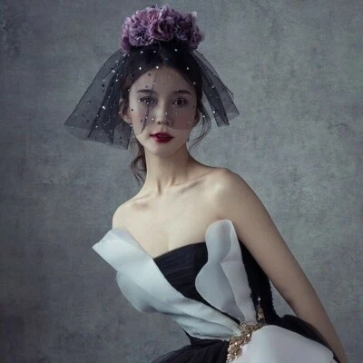 Braut Schwarzer Schleier Shorts Hochzeit Kopfschmuck Cosplay Custom Mantille - Bild 1 von 4