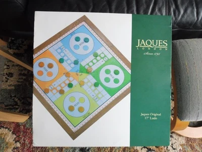 Jaques of London 17 inch Vintage Wooden Original Ludo Set Complete with Box Rare - Image 1 of 4