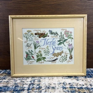 Vtg Cross Stitch 3 Mountaineers Herbs And Spices Wooden Frame 12x15” - Picture 1 of 10