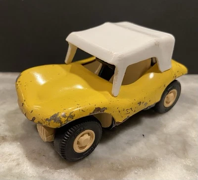 Винтажный Tonka Желтый Пляж Дюна Веселый Багги Прессованная сталь с белым навесом - Изображение 1 из 4