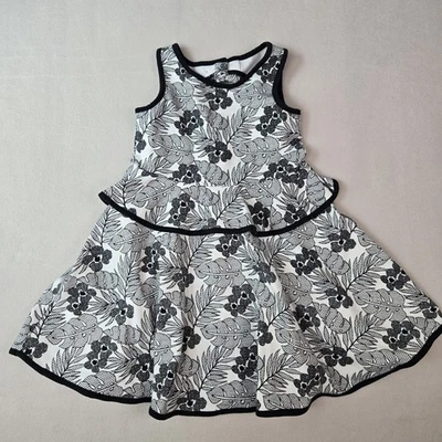 Janie and Jack Black and White Floral Sleeveless Dress Girls Size 6 Fit & Flare - Image 1 of 4