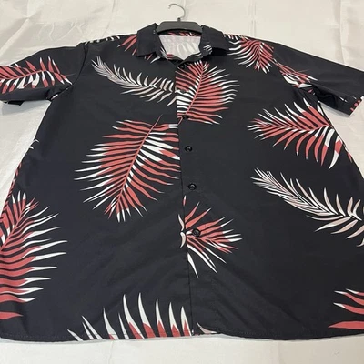 UOMOZ men’s L floral Hawaiian short sleeve shirt button up palm leaf tropical - Image 1 of 4