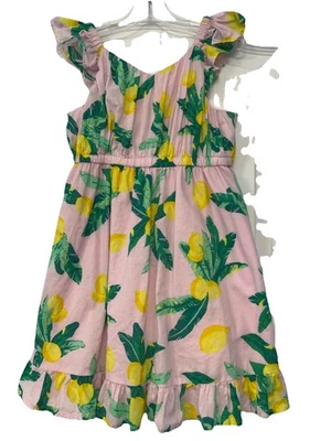 Niñas J. Vestido de sol Crewcuts rosa y amarillo limón talla 6 Foto 1 de 3