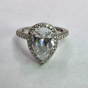 925 Sterling Silver Kiera Ring Teardrop CZ Engagement Size 6.75 Dainty Elegant - Picture 1 of 11