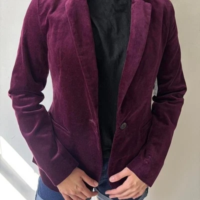 Preppy Purple Whimsy Jacket Velvet Cotton Old Navy Blazer - Extra Small - Small - Image 1 of 4
