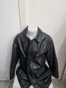 Hoshy Giacca In Vera Pelle Uomo Man Tg50 Nero AN32 - Picture 1 of 9