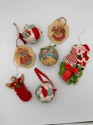 Vintage Multicolor Mixed Christmas Tree Santa Cat Ornaments Decorations - Image 1 of 4