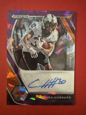 2021 Panini Prizm Draft Picks Auto Prizms Orange #35 Chuba Hubbard /99 RC - Image 1 of 3