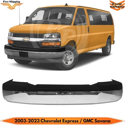 Front Bumper Chrome & Upper Cover For 2003-2023 Chevrolet Express GMC Savana Foto 1 de 4
