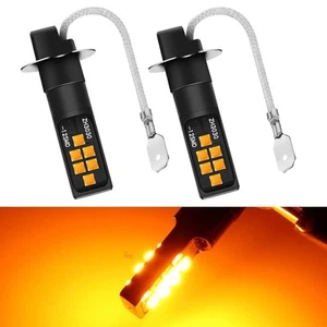 2pcs Amber H3 LED Bulbs 3030-SMD Car Fog Light High Brightness DRL-Driving Light - Picture 1 of 11