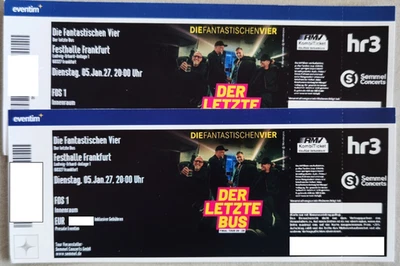 2 Tickets  DIE FANTASTISCHEN VIER     (Fanta 4)      Frankfurt   5.1.2027   FOS1 - Bild 1 von 2