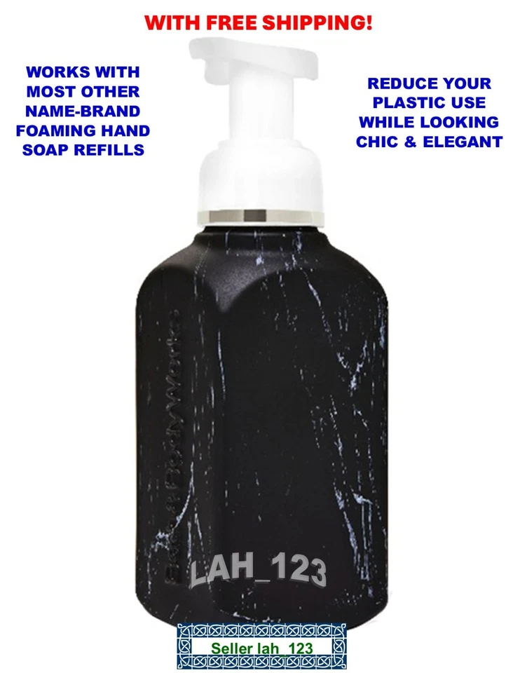 Bath & Body Works BLACK MARBLE +WHITE TOP Gentle Foaming Hand Soap Dispenser~NEW - Image 1 of 1