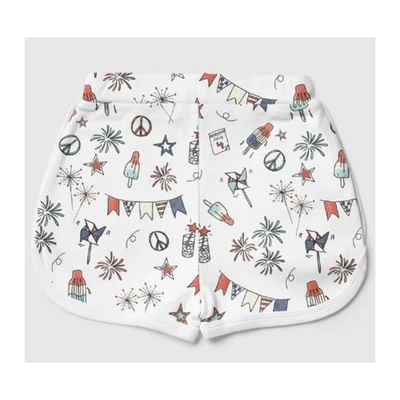 Bermuda Goumi viscose algodão orgânico estampa celebração 10-12 anos nova com etiquetas - Imagem 1 de 2