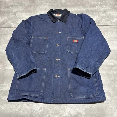 Jaqueta Dickies Chore Masculina Vintage 40 Azul Denim Cobertor Forrado Fabricada nos EUA* - Imagem 1 de 4