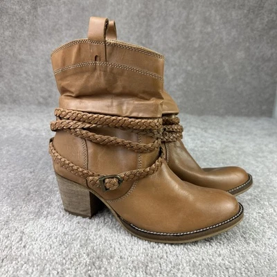 Dingo 女式 Twisted Sister Slouch 棕褐色 DI 682 西部皮靴 8 M 码 — 第 1/4 张图片