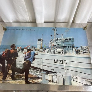 Vintage Poster Sea Training Royal Naval Reserve Navy Maritime Memorabilia 76x50 - Picture 1 of 4