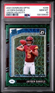 2024 Donruss Optic #248 Jayden Daniels RC Rookie Green Velocity PSA 10 GEM - Bild 1 von 2