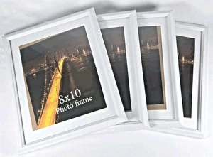 4-Pack White 8x10 Photo Frames with Mats and Hangers - Vertical or Horizontal - Bild 1 von 6