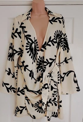 Zara ladies cream & black wrap top size M suggest 16  BNWT - Image 1 of 4