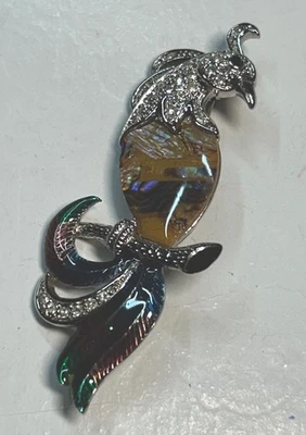 Precioso broche prendedor pájaro loro esmalte y piedra Foto 1 de 4