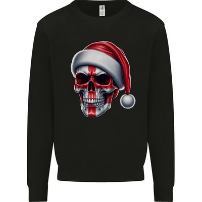 Sweatshirt Jumper Biker Homme Drapeau Anglais Crâne Noël Xmas - Photo 1/3