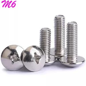 Tornillos de máquina de cabeza de armadura Phillips de acero inoxidable M6 304 pernos empotrados en cruz - Imagen 1 de 12