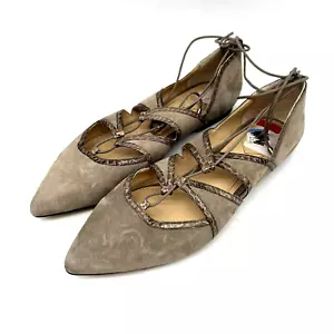 Brian Atwood Flats Ankel Tie Womens Size 10 Taupe NWOT - Picture 1 of 9