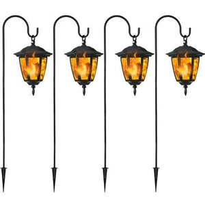 4 Pack Solar Flame Hanging Lights Outdoor Solar Flickering Flame LED Garden L... - Picture 1 of 8