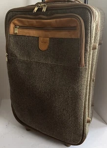 Vintage Hartmann Tweed Leather 22" Upright With Handle Carry On Wheeled Suitcase - Picture 1 of 12
