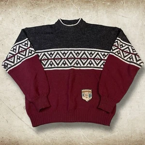 Vintage Men’s McGregor Nordic Pullover Sweater Size XL Valley Ski Patch Retro - Picture 1 of 8